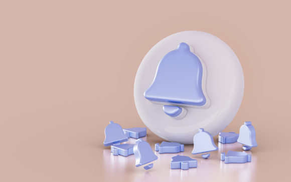 Download Realistic Bell Sign Icon on the White - Premium Resources